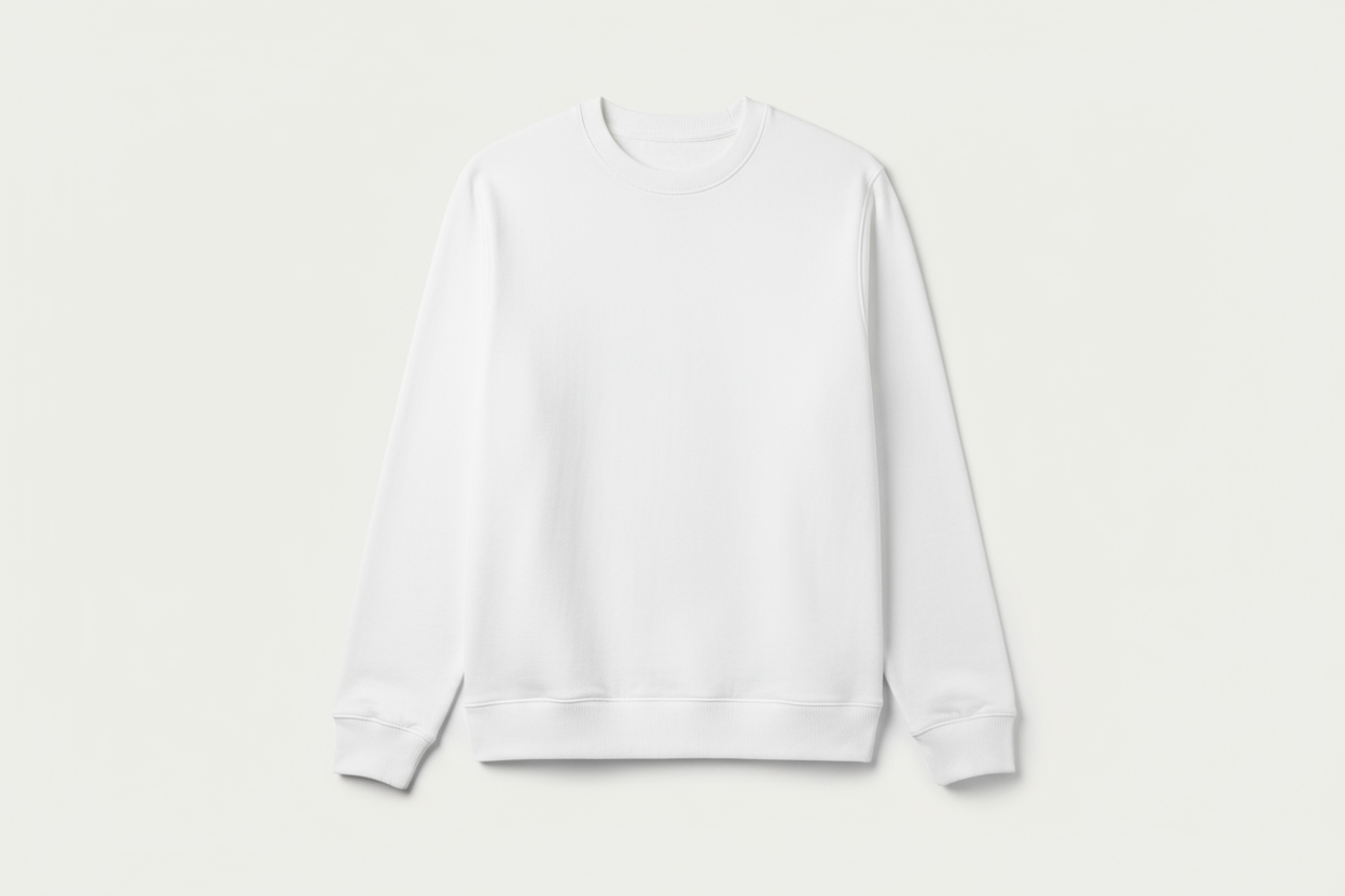white neck crew sweat shirt